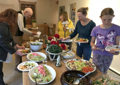Neighbors gathering food
